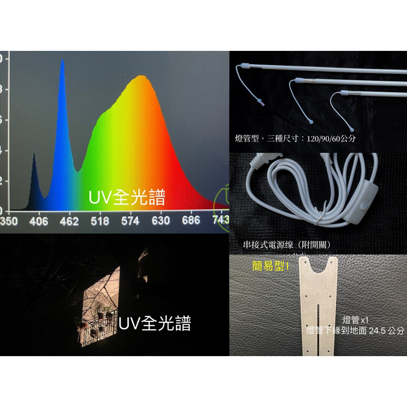 【互丞】組合包  UV全光譜 led 植物燈 + 電源缐 + 燈架  新手入門 桌上 室內 辦公室