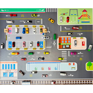 🇹🇼臺灣製防水加油站停車場 高鐵停車場 小汽車道路圖墊 多美小汽車的馬路遊戲墊 車車遊戲墊 玩具車馬路地圖
