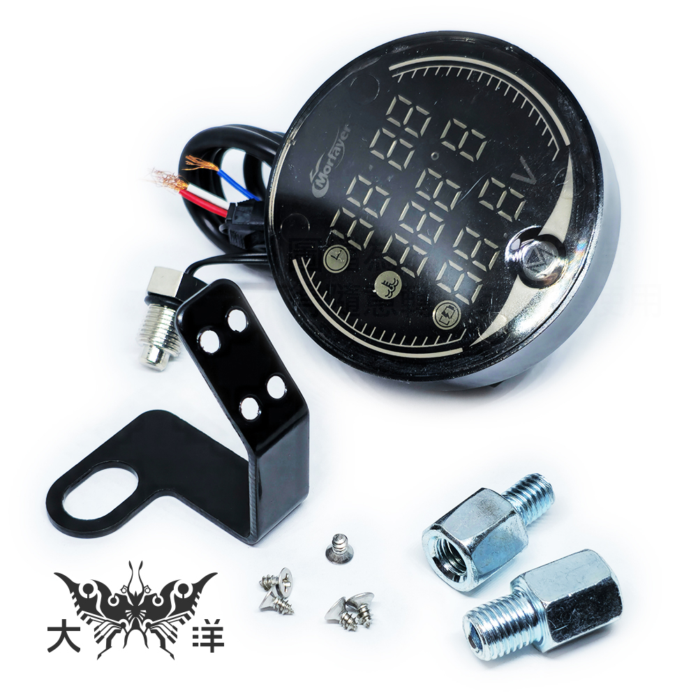 摩托車 機車 改裝儀錶五合一 錶頭 PX-03 採用日本晶振 夜視碼錶 溫度表 電壓表 水溫錶 大洋國際電子
