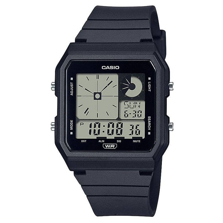 【CASIO】纖薄輕盈時尚流線長型環保材質休閒雙顯錶-共5色(LF-20W系列)