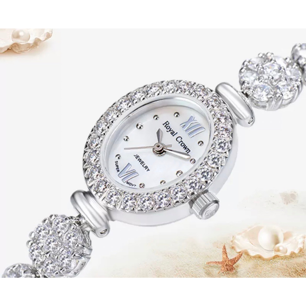 071-royal crown蘿亞克朗美人魚手錶女錶石英手錬表水鑽鑲鑽滿鑽表