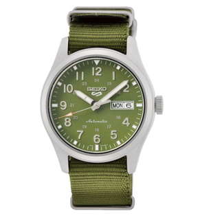 SEIKO精工 5 SportsLineup 復古軍風 機械尼龍腕錶 軍綠 【Watch On-line Store】