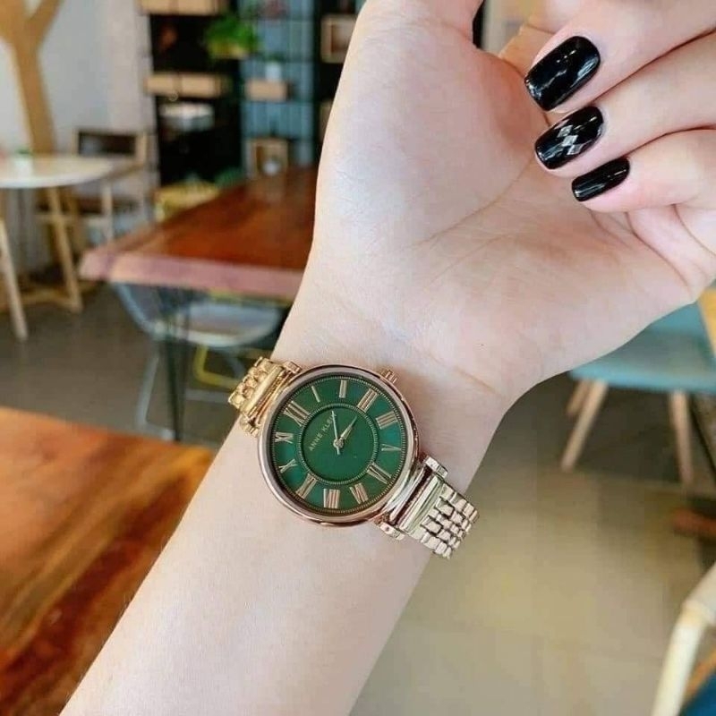 Anne Klein 翡翠綠羅馬氣質腕錶