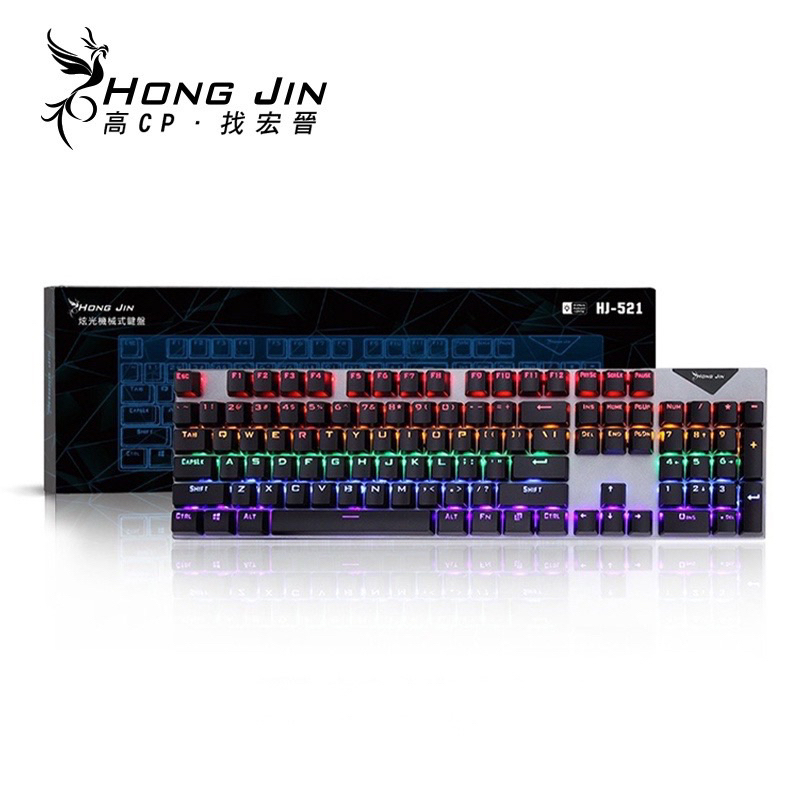 宏晉 HJ-521 電競炫光機械式鍵盤 青軸