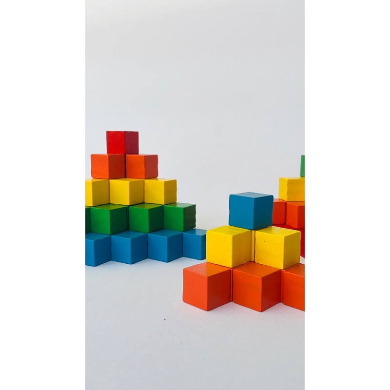 YOLA 幼樂｜彩虹方塊酥 積木 3D概念 原木設計 益智玩具