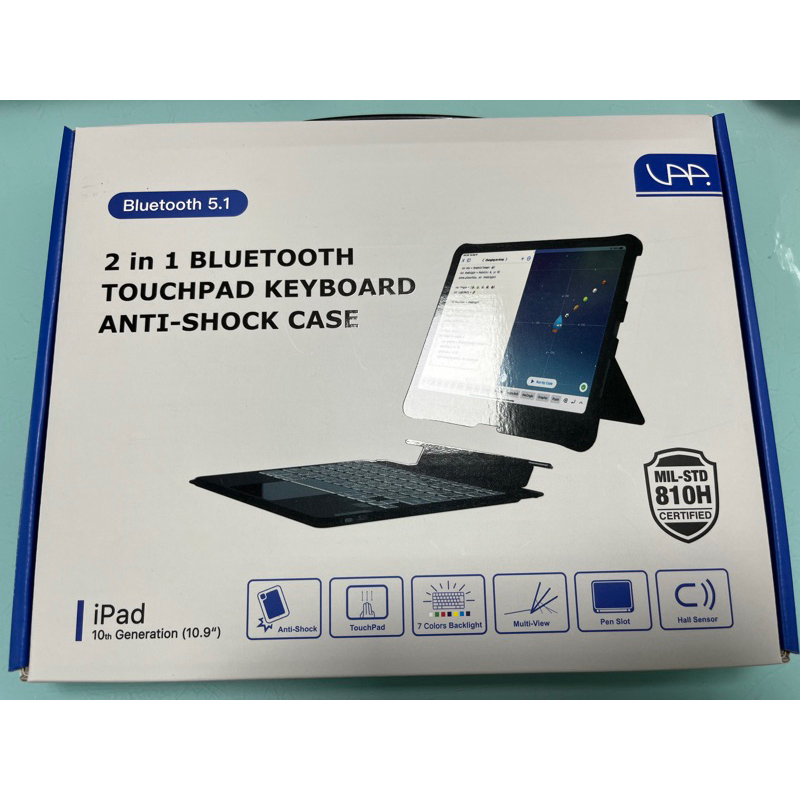 二手現貨 極新 Ipad 10代 VAP 二合一軍規級 防摔 含觸控板藍牙鍵盤 Ipad 10代適用