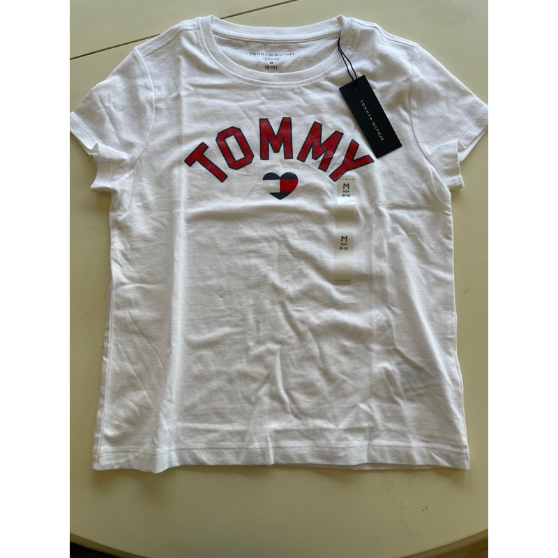 【Tommy Hilfiger】童裝短袖T恤  印花大Logo 白色（M8-10 yrs )