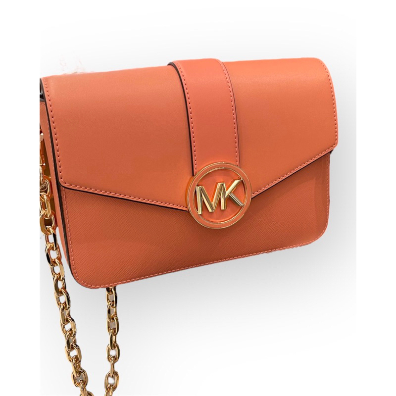 MK Michael Kors信封包 金鏈雜誌款 時尚粉橘色 現貨可面交驗貨