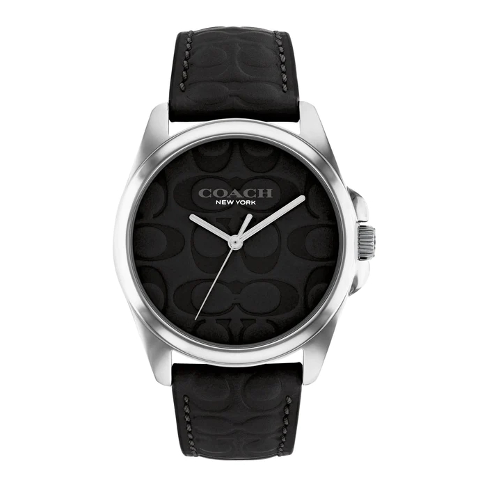 【COACH】時尚雙C滿版皮紋腕錶 CO14504142 36mm 現代鐘錶