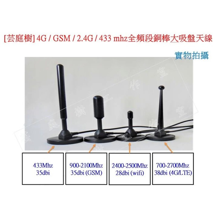 [芸庭樹] 現貨 433mhz GSM 4G 2.4G 無線模組用 高增益35dbi 5公尺大吸盤天線 SMA公頭