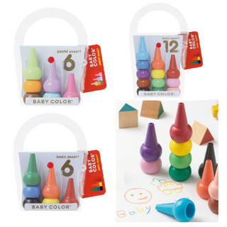【文具室務】日本 AOZORA Baby Color 兒童安全無毒蠟筆 6色 12色 寶寶蠟筆 嬰幼兒蠟筆 蠟筆 學齡前