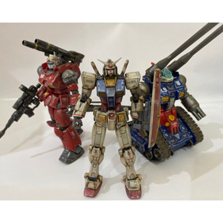 地球聯邦軍快樂夥伴 1/144 RX-78-2 初代鋼彈 鋼坦克 鋼加農 吉姆 薩克 做舊戰損成品