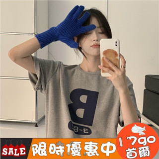 🔥現貨出清🔥 J22 ins百搭短袖英文字母t恤女 夏季寬鬆bf慵懶風 oversize上衣 寬鬆t恤 短袖上衣短t