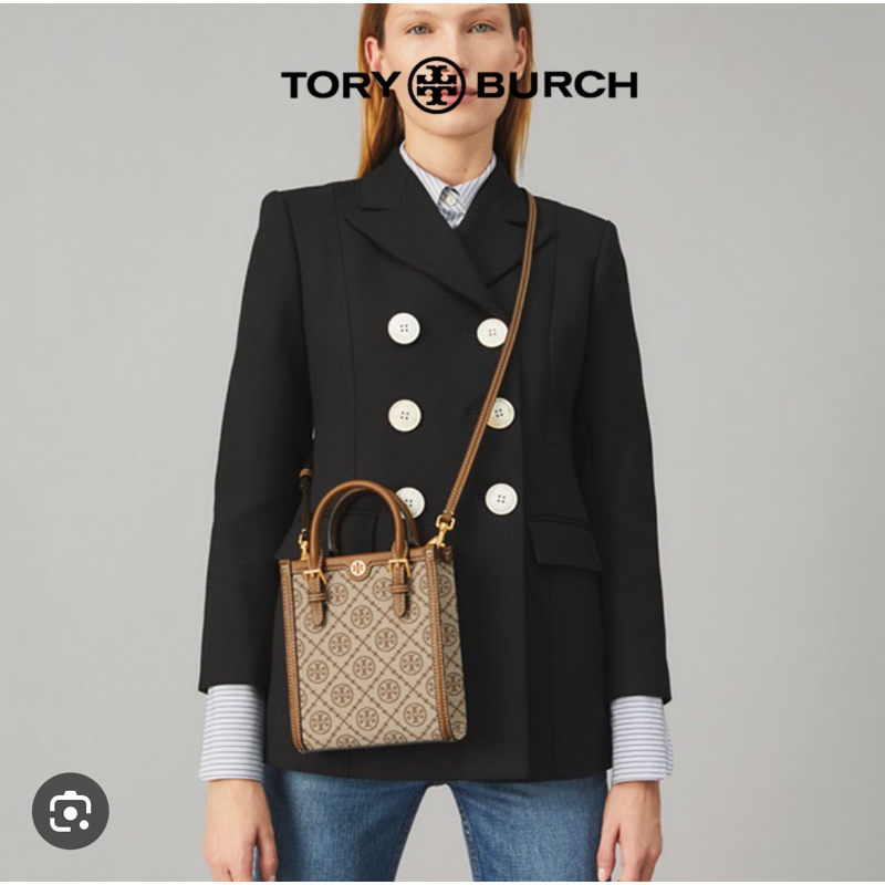 《二手 九成新》TORY BURCH T MONOGRAM老花 迷你托特包