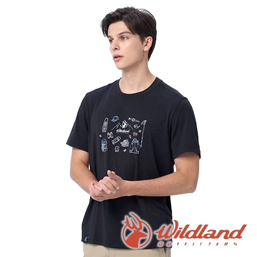 【wildland 荒野】男山野道具機能排汗圓領短袖T恤 『黑色』0B11626