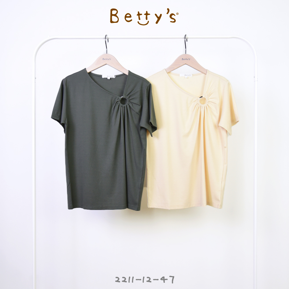 betty’s貝蒂思(21)胸前扣環裝飾素面上衣(深綠)