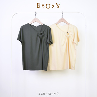 betty’s貝蒂思(21)胸前扣環裝飾素面上衣(深綠)