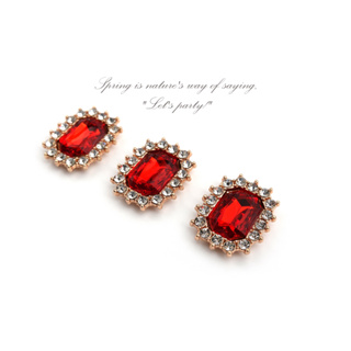 紅色 方形寶石水鑽飾品 寶石 鑽扣 飾品 紅色 紅寶石 方形飾品 方形 紅 水鑽 橢圓鑽 鑽飾 AS