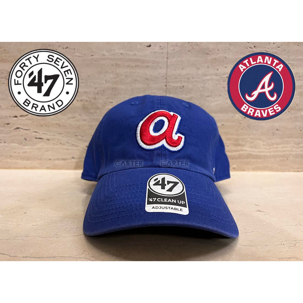 47 Brand MLB Atlanta Braves Clean Up 47' 亞特蘭大勇士隊藍色水洗可調老帽棉料