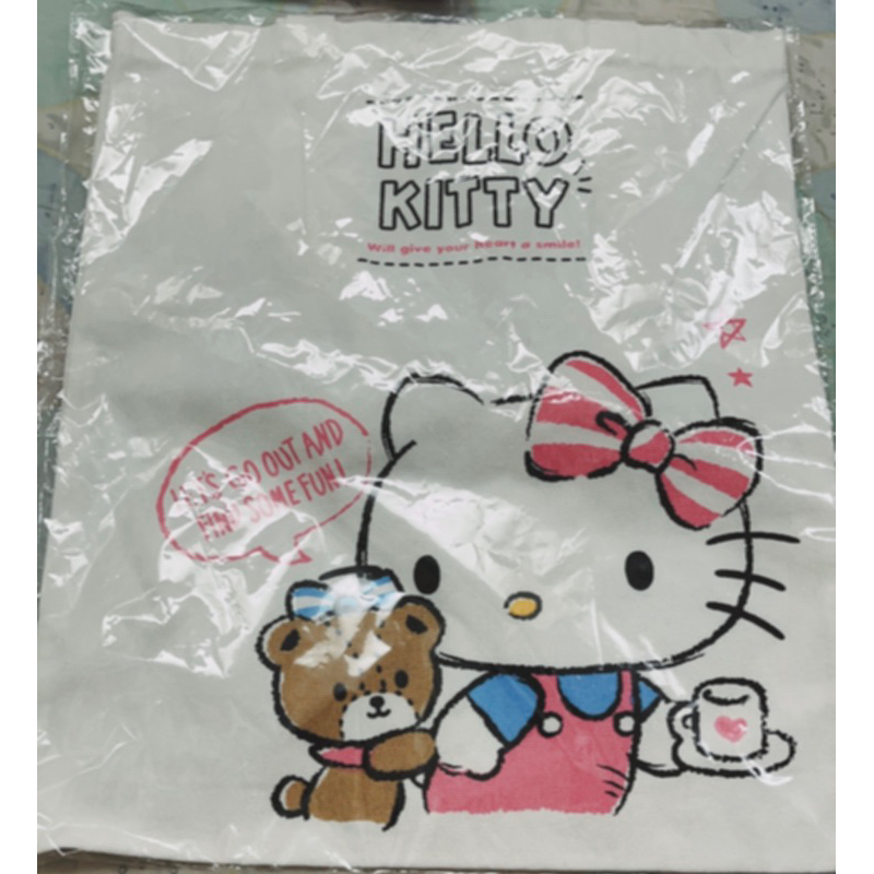 【全新未拆】hello kitty 三麗鷗 白色帆布袋