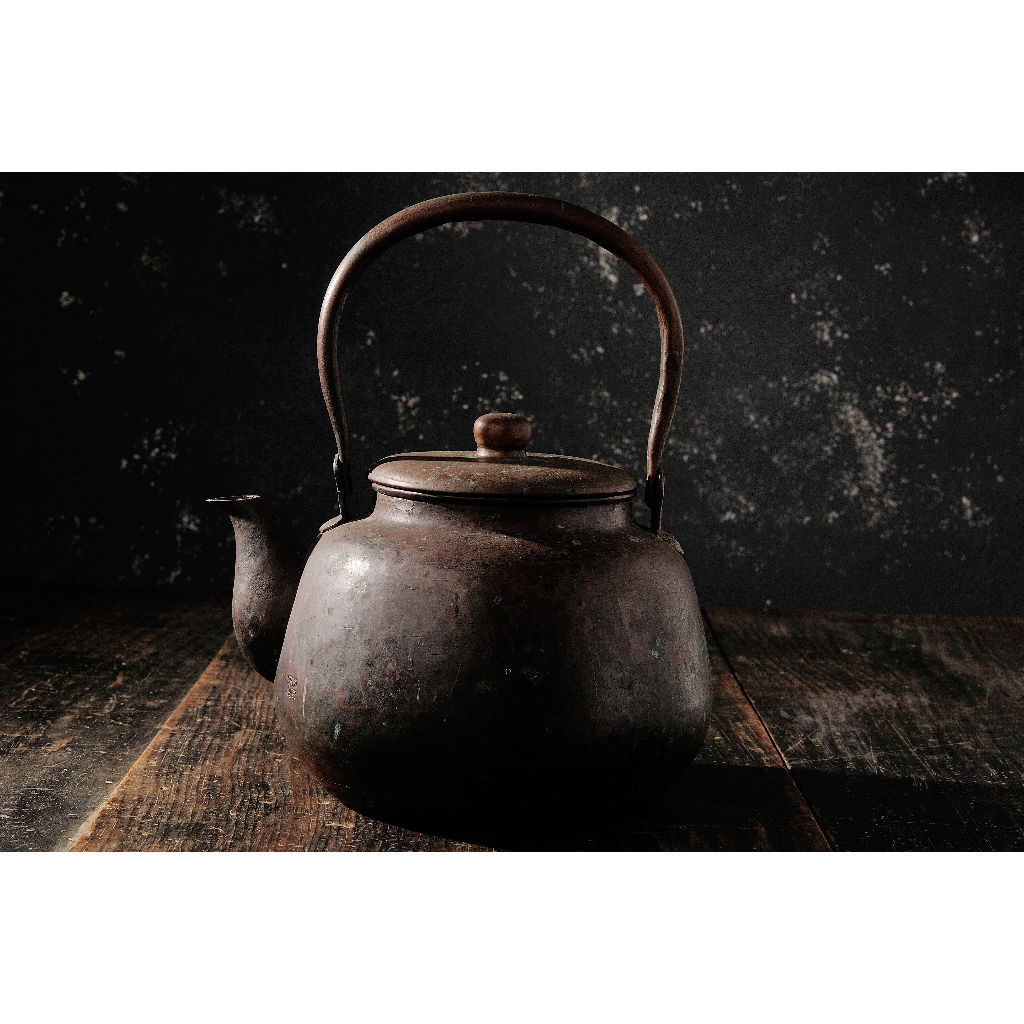 早期日本手工錘目銅壺 老銅壺 古銅壺 舊銅壺 有落款