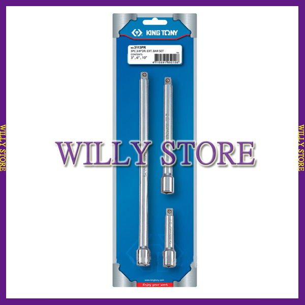 【WILLY STORE】KING TONY 3113PR 3/8" 3分 3件式加長型接桿組 三分套筒組 套筒扳手組