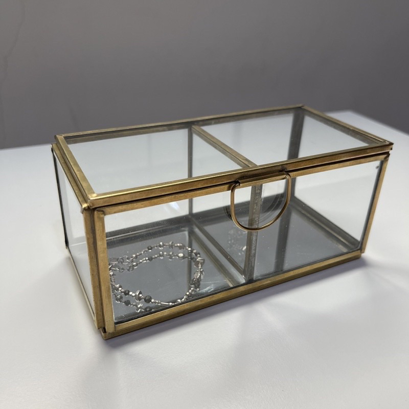 《現貨》 黃銅復古玻璃方形飾品盒