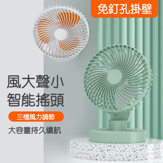 [臺灣現貨] 自動搖頭風扇 6吋USB充電風扇 靜音風扇 循環風扇 直立扇 壁掛風扇 大風量電風扇 廚房風扇 三段風速