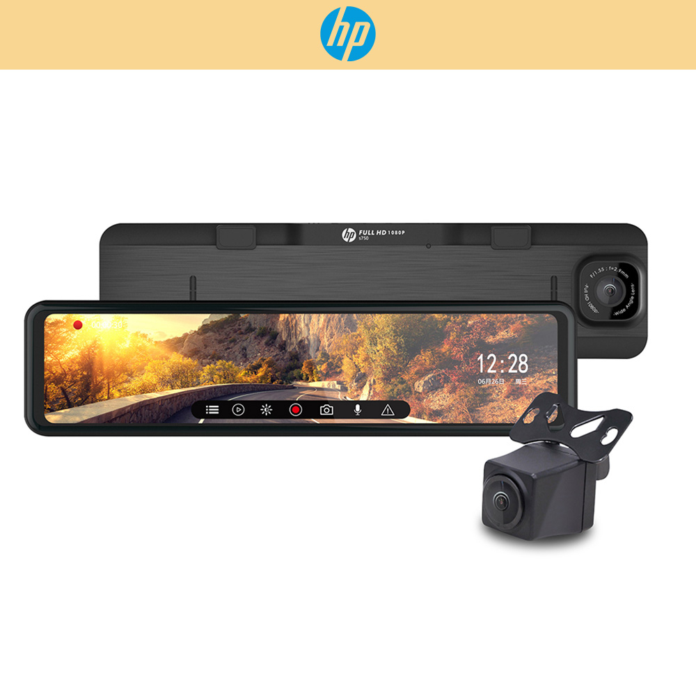 【HP惠普】前後Sony星光級流媒體電子後視鏡行車記錄器 s750