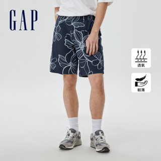 Gap 男裝 印花鬆緊短褲 輕透氣系列-海軍藍印花(714146)