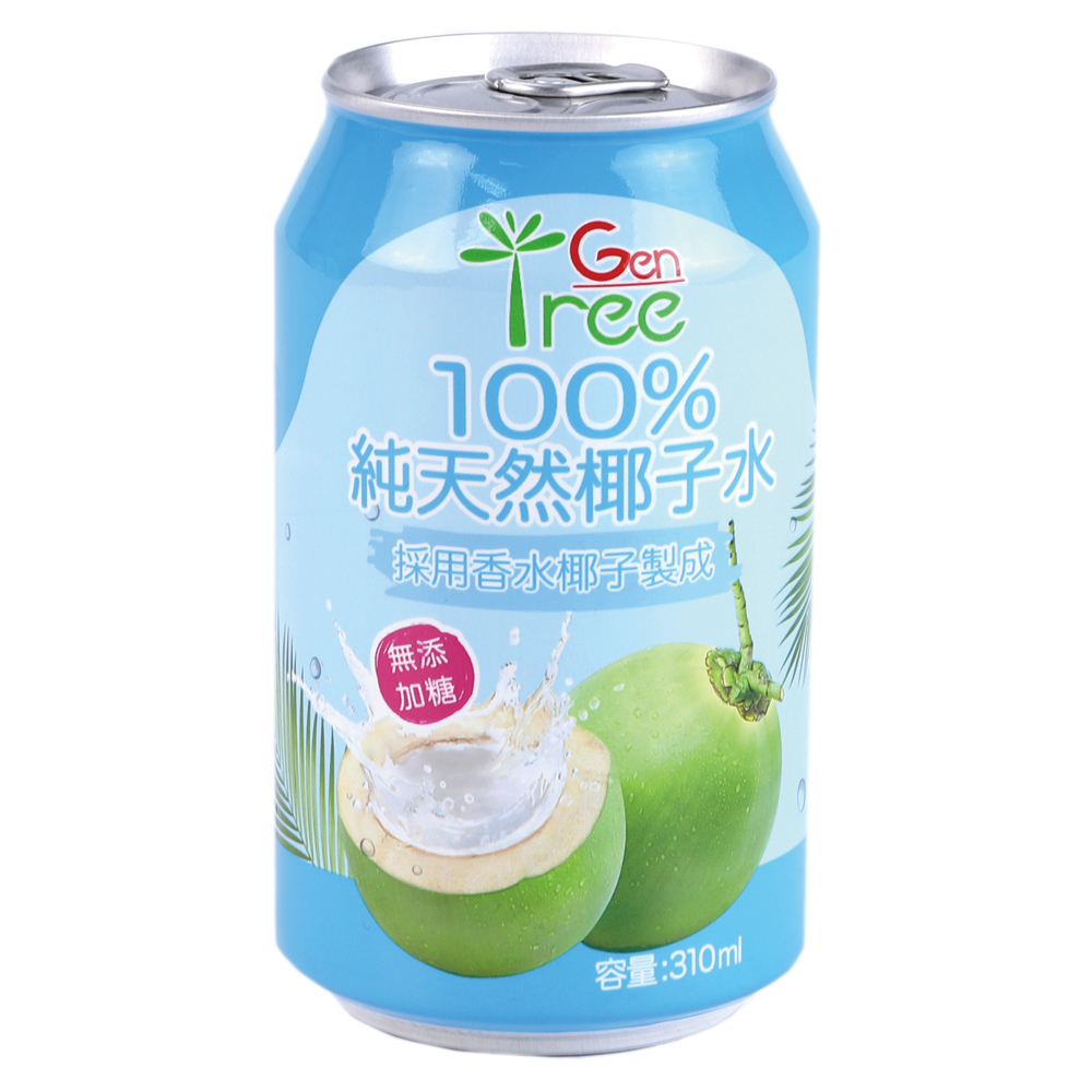 【美味大師】GenTree金樹100%椰子水 310ml(超值箱購優惠24件組) 簡單入手 清涼好喝 香水椰子純天然