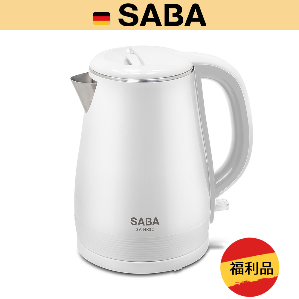 (福利品)【SABA】1.7L 雙層防燙不鏽鋼快煮壺 SA-HK32