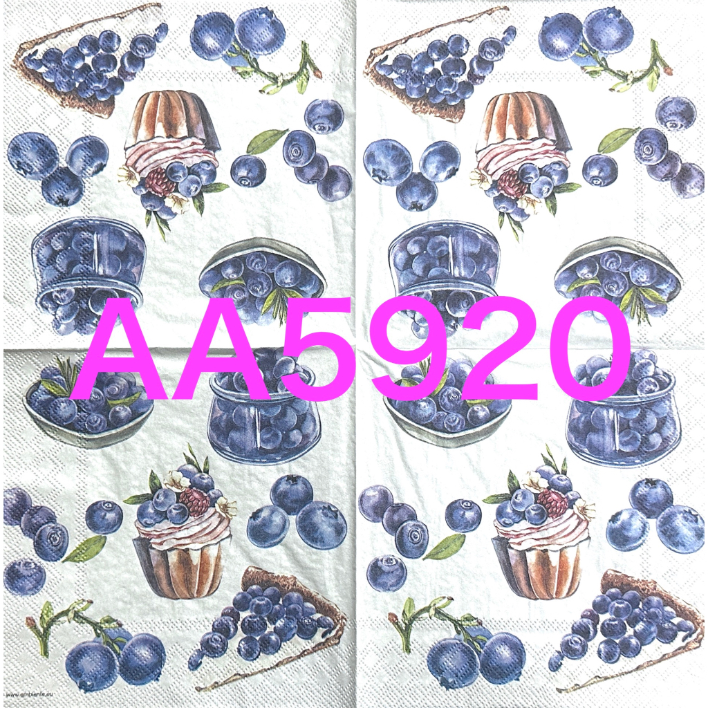 波弟彩繪拼貼/木器彩繪/蝶古巴特餐巾紙/AA5920藍莓