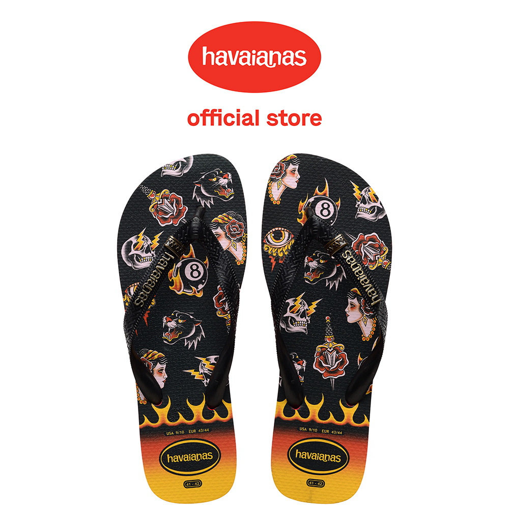 Havaianas 哈瓦仕 拖鞋 男女鞋 夾腳拖 圖騰 骷髏頭 黑豹 黑 Top Tribo 4144505-4349U