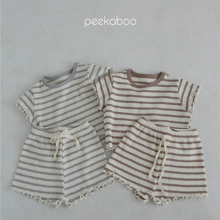 Peekaboo 華夫格條紋兒童套裝 短袖｜兒童衣服 女童套裝 男童套裝 嬰兒 寶寶套裝 兒童短褲 韓國童裝