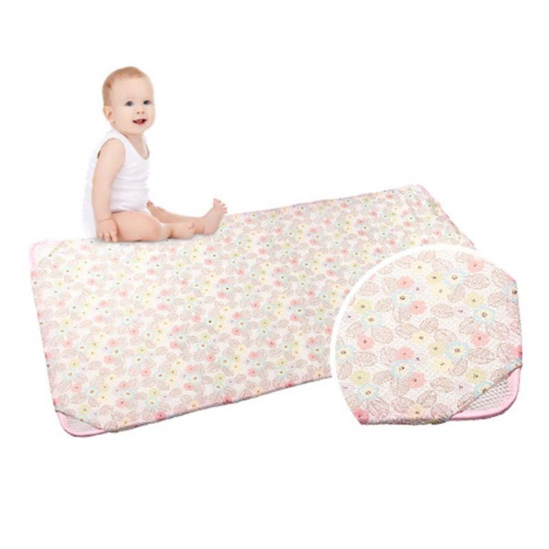 韓國🇰🇷 GIO Pillow智慧二合一有機棉超透氣排汗嬰兒床墊-漾粉花朵👶🏻