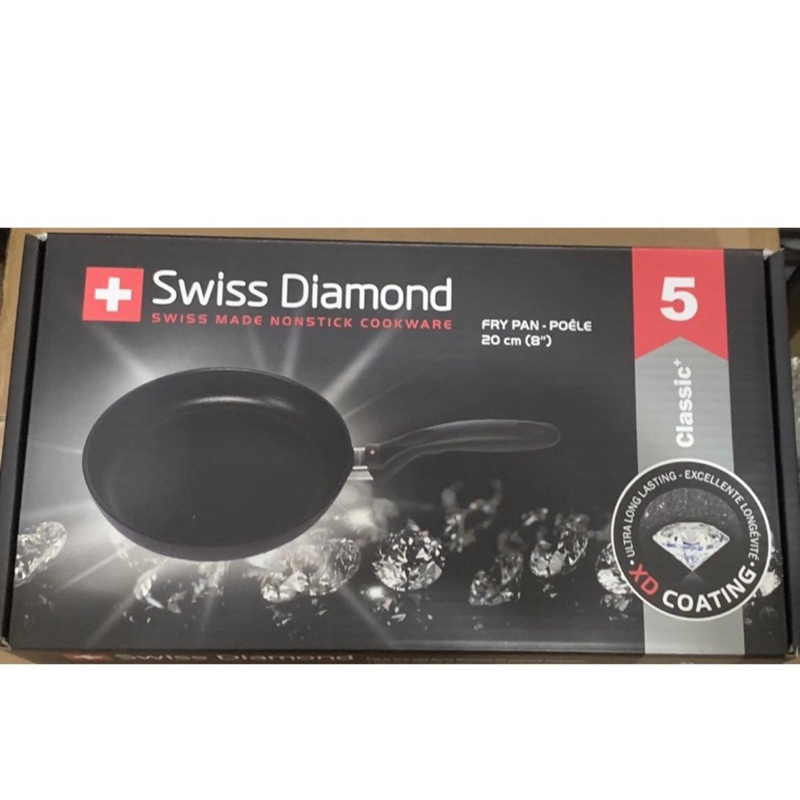 （全新 僅開來檢查)全聯 瑞仕原裝Swiss diamond 瑞士鑽石鍋 圓煎盤鑽石鑽石鍋 20公分