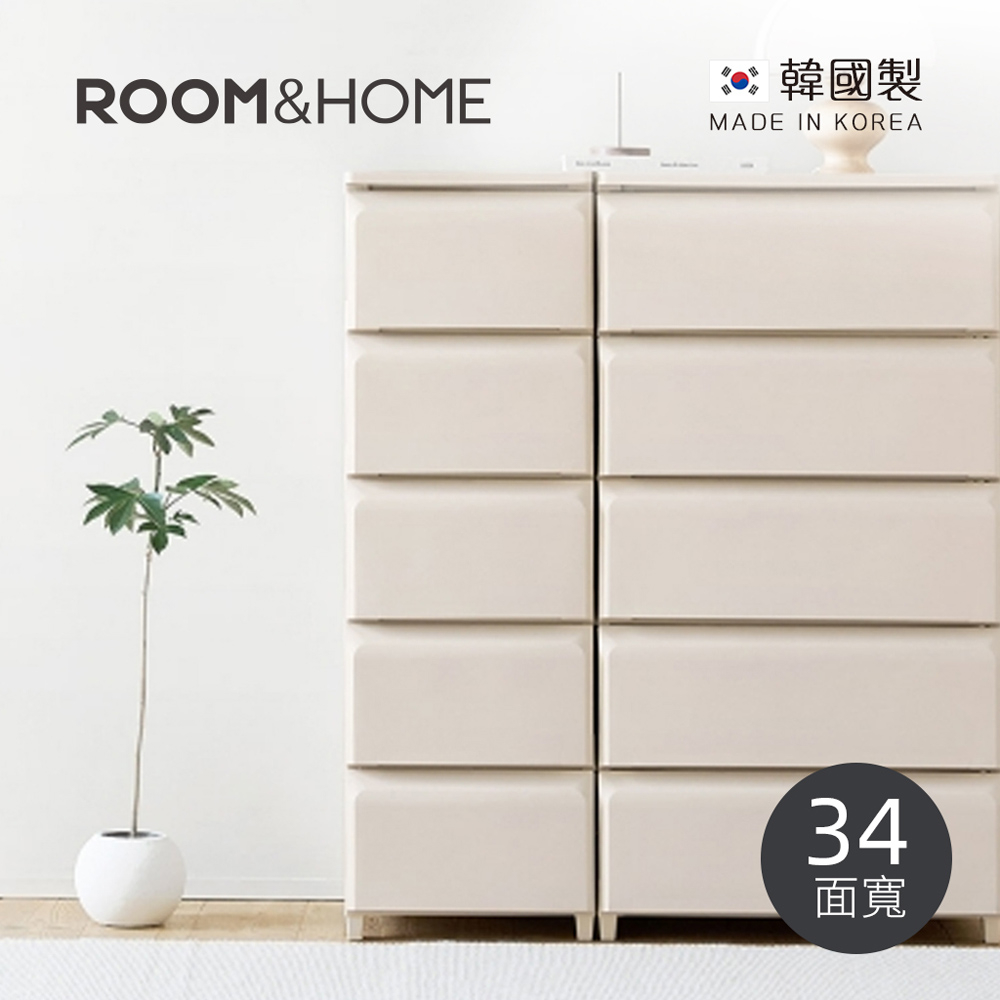【韓國ROOM&amp;HOME】韓國製34面寬五層抽屜收納櫃(木質天板)-DIY-多色可選