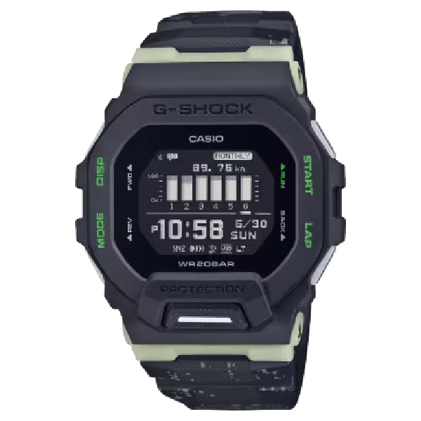CASIO卡西歐GBD-200 系列 GBD-200LM-1 藍牙都市夜光迷彩運動系列方形潮流腕錶 45.9mm