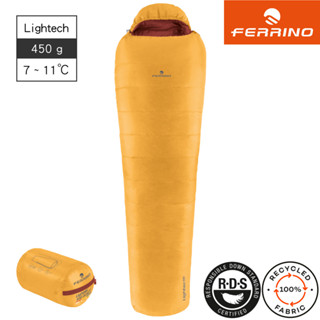 Ferrino Lightech 500 羽絨睡袋【黃-深紅】86699 / 露營睡袋 登山睡袋
