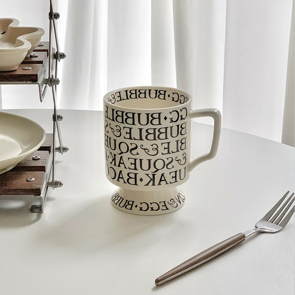 〔預購〕復古羅馬印象高腳馬克杯（500ml） 咖啡杯 陶瓷杯 水杯