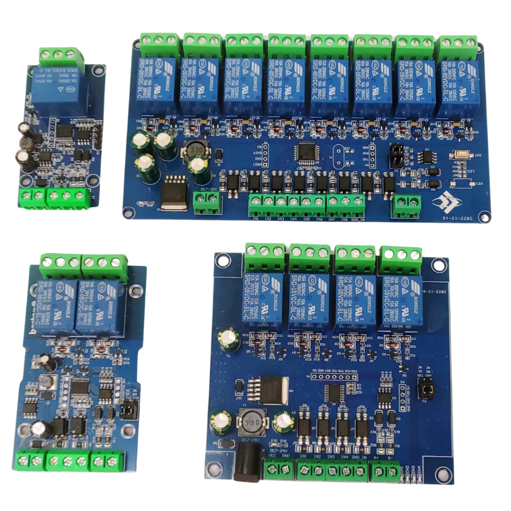 MODBUS RTU 1/2/4/8路繼電器模組RS485及TTL UART介面八路高電平繼電器