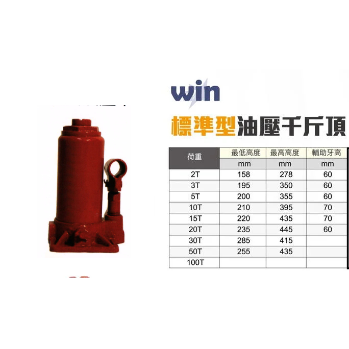 WIN 2T-50T 一般油壓千斤頂 價格內詳 千斤頂 液壓千斤頂 頂高器 頂高機 油壓工具 汽車修復 汽車頂高