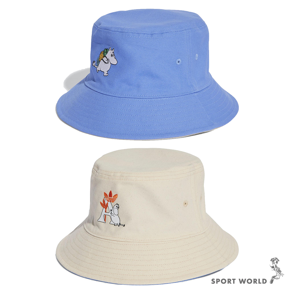 Adidas 漁夫帽 雙面戴 嚕嚕米 聯名款 藍 米白【運動世界】IC5282