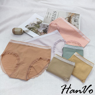 【HanVo】甜美點點蕾絲花邊中腰內褲 舒適透氣柔軟親膚石墨烯三角褲 獨立包裝 流行少女內褲 內著 A11-5721