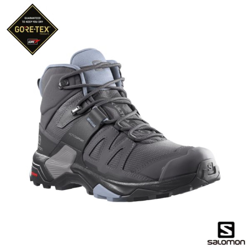 Salomon 女 X ULTRA 4 Goretex 中筒登山鞋 磁灰/黑/灰藍L41625000