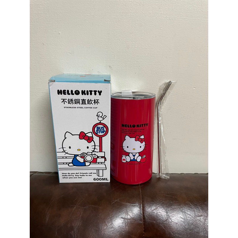 現貨  正版 三麗鷗 Hello Kitty  600ml 不銹鋼直飲杯 吸管杯  冰霸杯