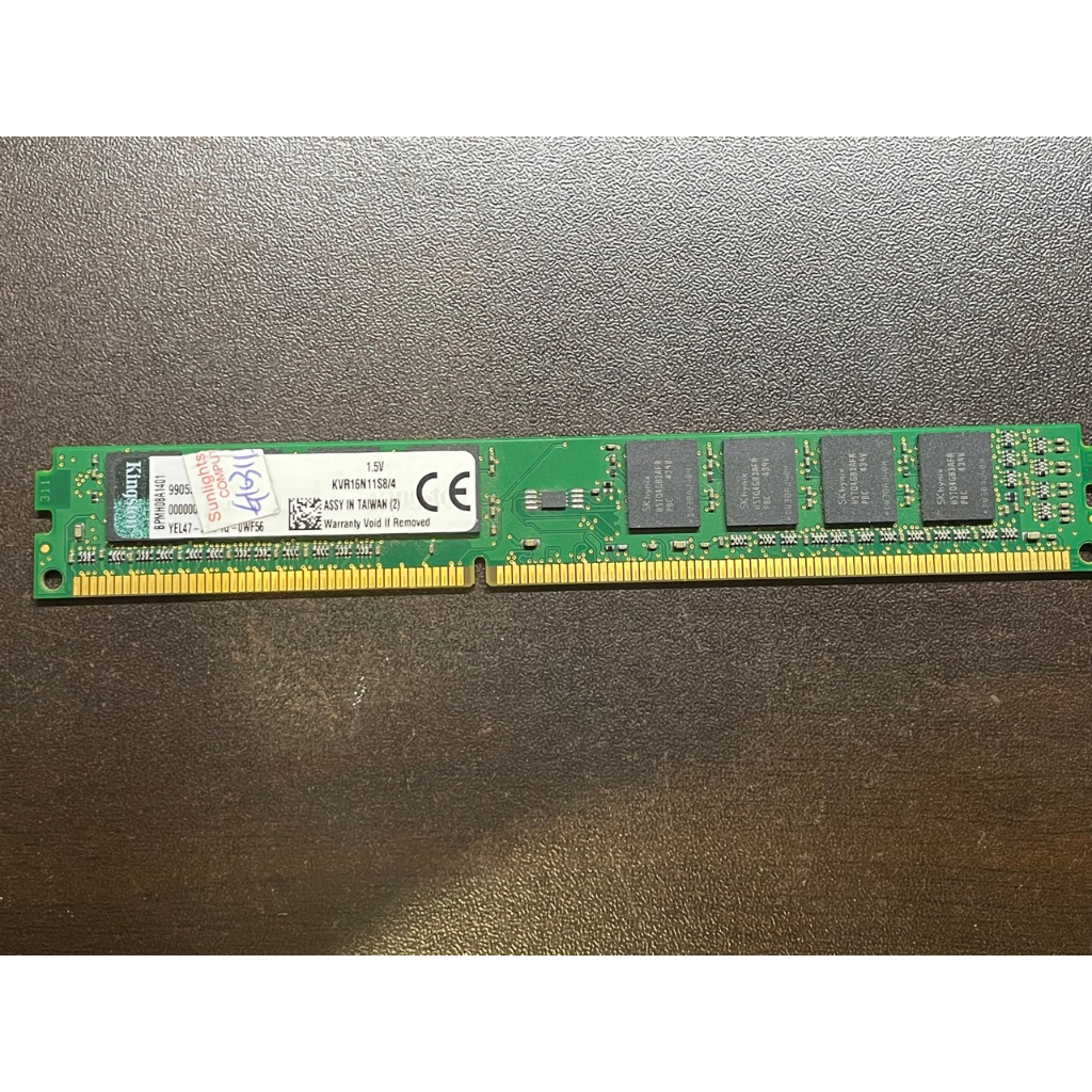 金士頓Kingston DDR3 1600 4G 窄版 拆機二手良品