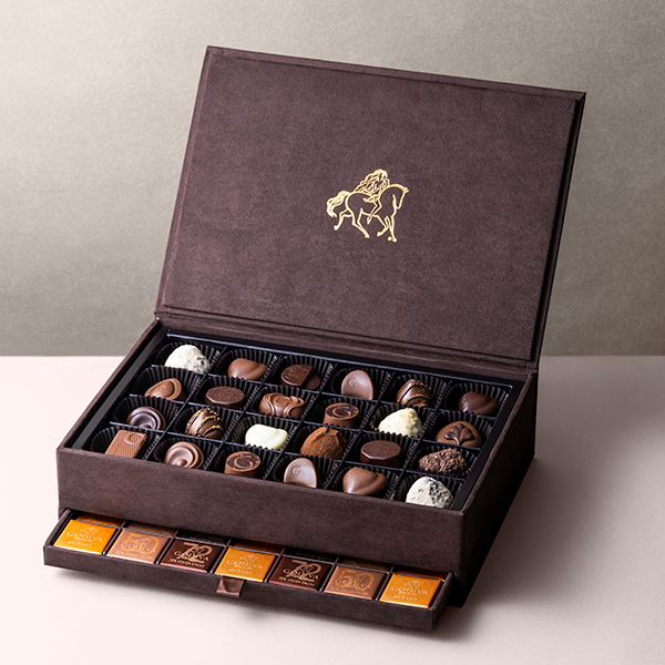 （兩款現貨各一)日本GODIVA登陸50週年限量版-禮物掀蓋抽屜式珠寶盒巧克力禮盒５９粒入珍藏紀念版附包裝＆紙袋