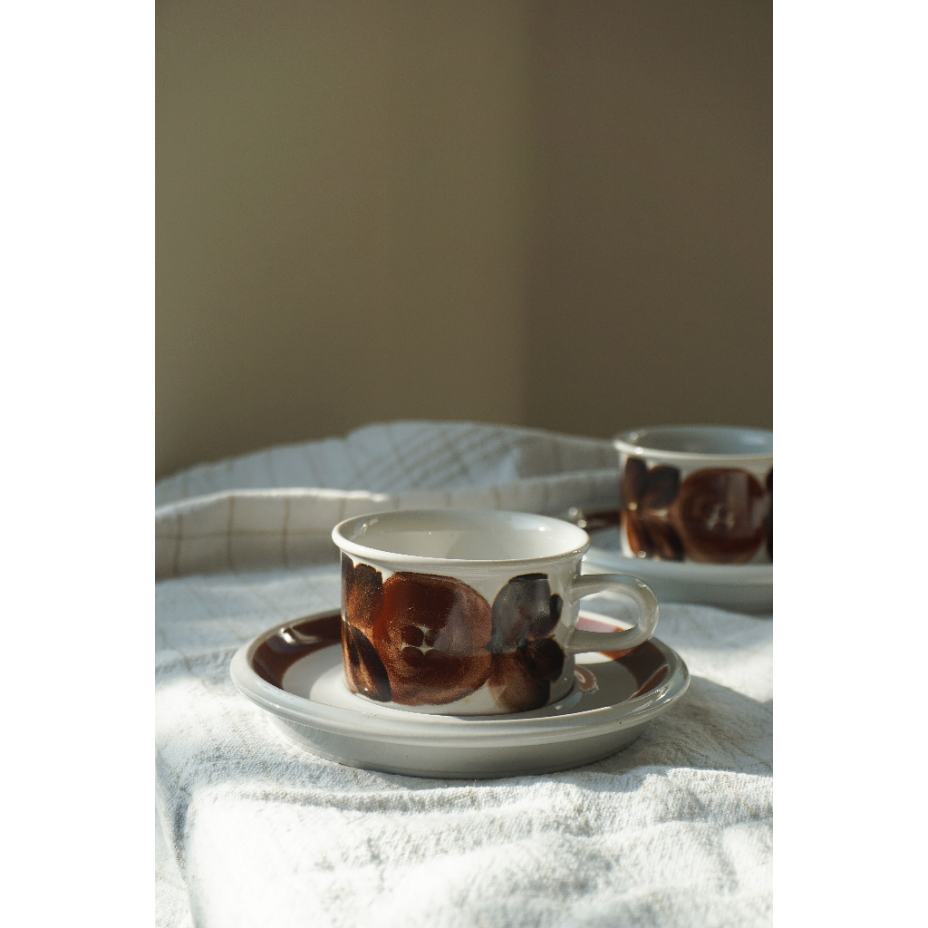 【草履蟲】歐洲古董 Arabia｜棕色迷迭香系列咖啡杯
